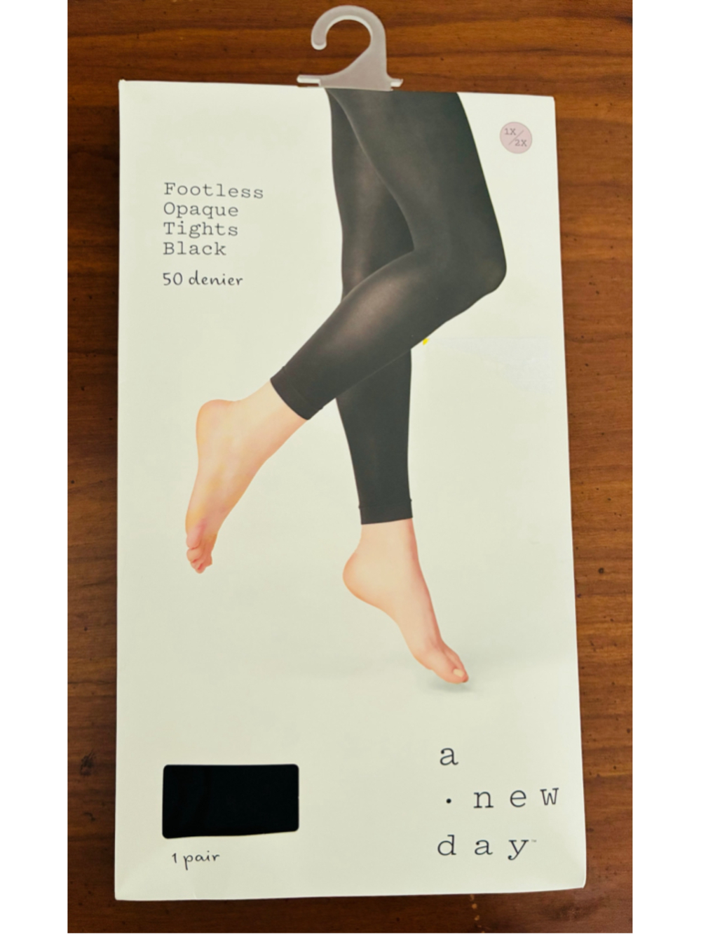 A New Day Black Footless Opaque Tights Size 1X/2X